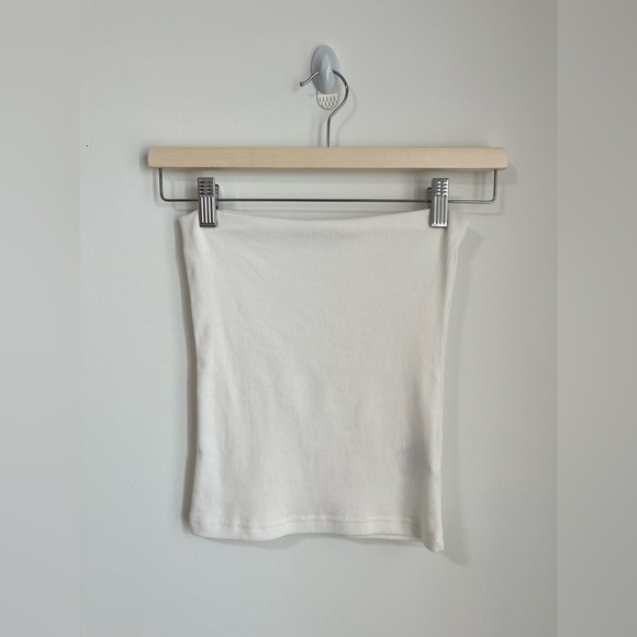 White Ribbed Crop Tube Top White - Picture 1 of 3